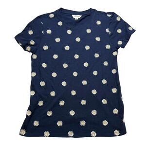 NWT Lucky Brand Short Sleeve Shirt - Medium - Navy Blue with White Floral Print